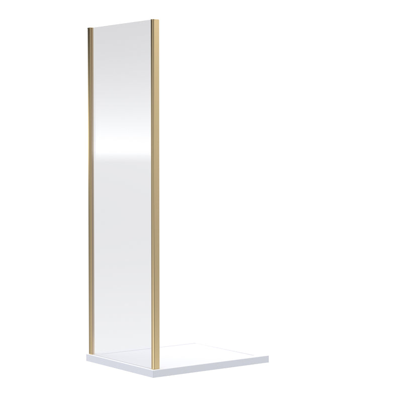 1000mm Porto 6mm Shower Side Panel - 1900mm High, Brushed Brass