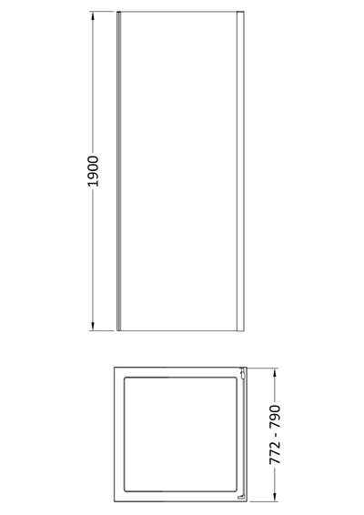 800mm Porto 6mm Shower Side Panel - 1900mm High, Chrome