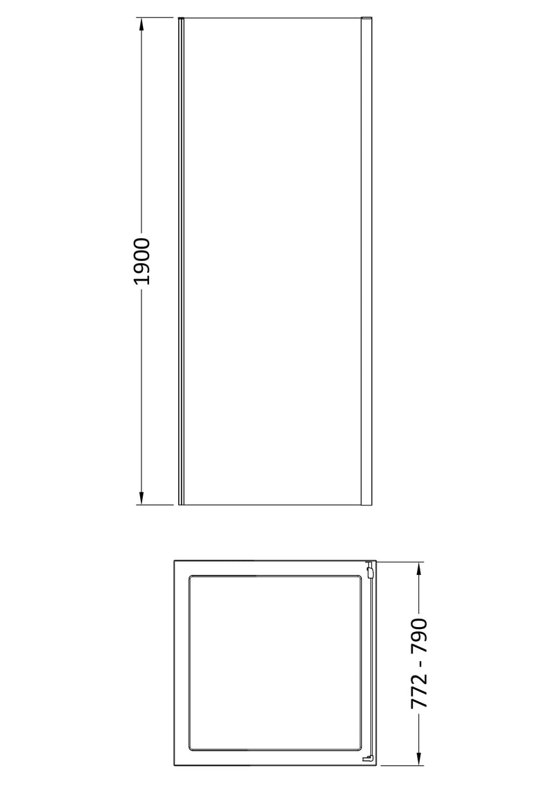 800mm Porto 6mm Shower Side Panel - 1900mm High, Chrome