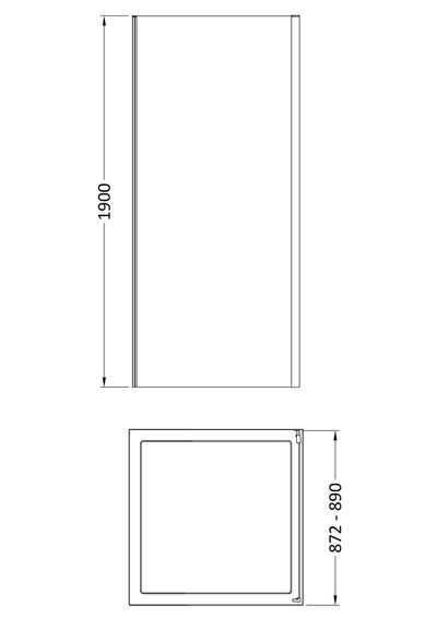 900mm Porto 6mm Shower Side Panel - 1900mm High, Brushed Brass