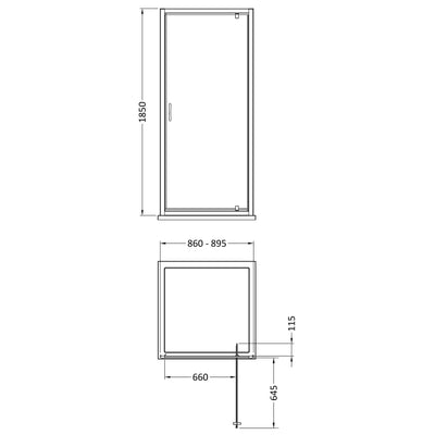 Lisbon 5mm Pivot Shower Door - 900mm, 1850mm High, Chrome