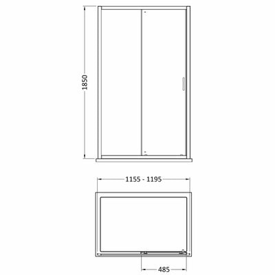 Lisbon 5mm Sliding Shower Door - 1200mm, 1850mm High, Chrome