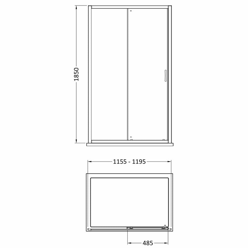 Lisbon 5mm Sliding Shower Door - 1200mm, 1850mm High, Chrome
