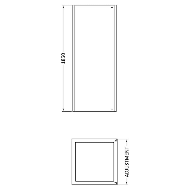 Lisbon 5mm Shower Side Panel - 760mm, 1850mm High, Chrome