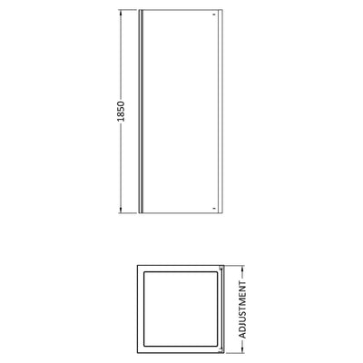 Lisbon 5mm Shower Side Panel - 900mm, 1850mm High, Chrome