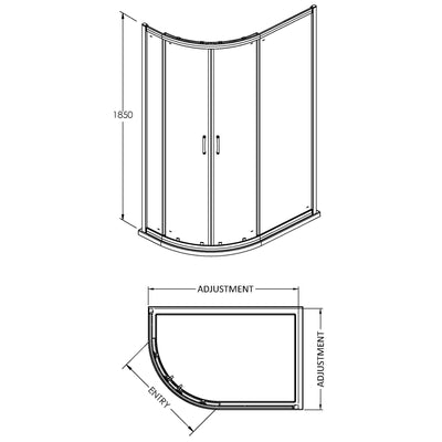 Lisbon 5mm Offset Quadrant Shower Enclosure - 1200 x 800mm, 1850mm High, Chrome