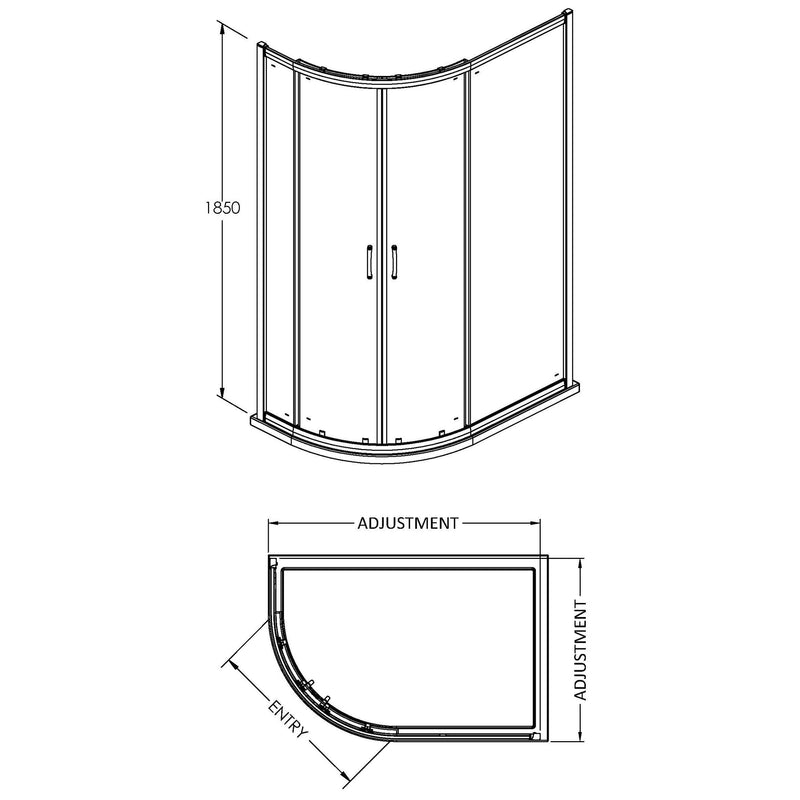 Lisbon 5mm Offset Quadrant Shower Enclosure - 1200 x 800mm, 1850mm High, Chrome