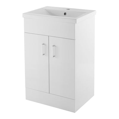 Lomond 500mm Floor Standing Vanity Unit & & Mid-Edge Basin - Gloss White