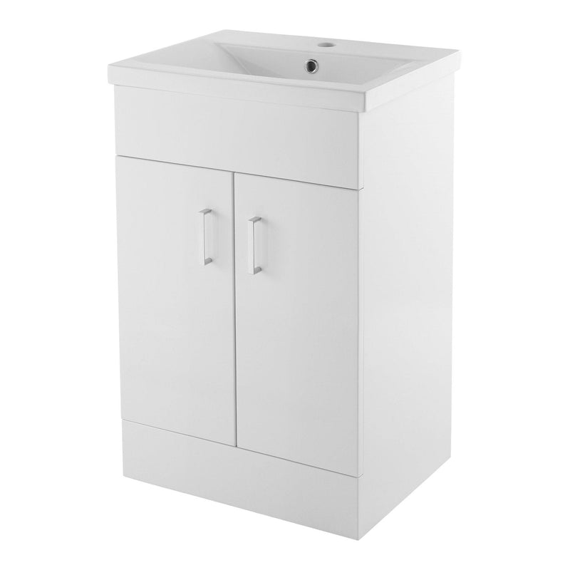 Lomond 500mm Floor Standing Vanity Unit & & Mid-Edge Basin - Gloss White