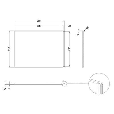 White Acrylic P-Shape Shower Bath End Panel - 700mm