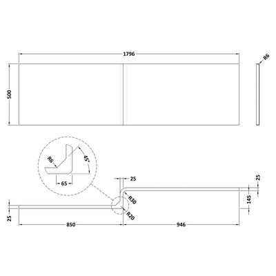 White Acrylic Square Shower Bath Front Panel - 1800mm