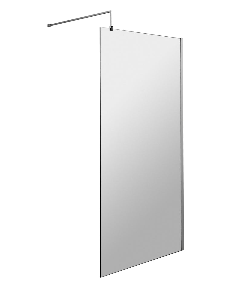 Vista 8mm Chrome 1950mm Walk-In Shower Screen With Easy Clean Glass - 900mm wide