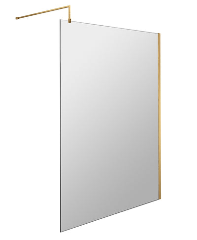 Vista 8mm Brushed Brass 1950mm Walk-In Shower Screen With Easy Clean Glass - 1200mm wide