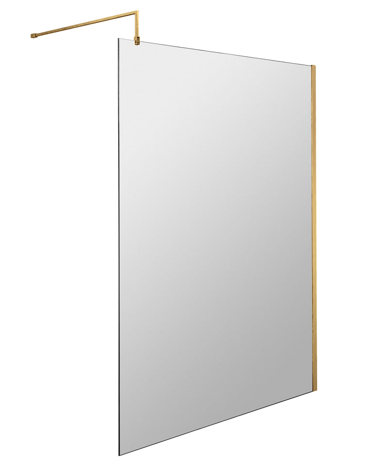 Vista 8mm Brushed Brass 1950mm Walk-In Shower Screen With Easy Clean Glass - 1400mm wide