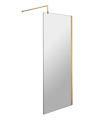 Vista 8mm Brushed Brass 1950mm Walk-In Shower Screen With Easy Clean Glass - 700mm wide