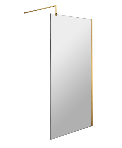 Vista 8mm Brushed Brass 1950mm Walk-In Shower Screen With Easy Clean Glass - 800mm wide