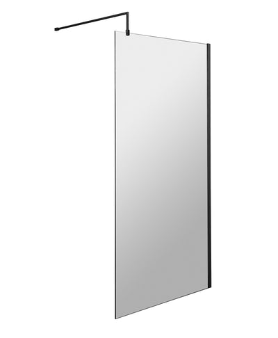 Vista 8mm Matt Black 1950mm Walk-In Shower Screen With Easy Clean Glass - 1000mm