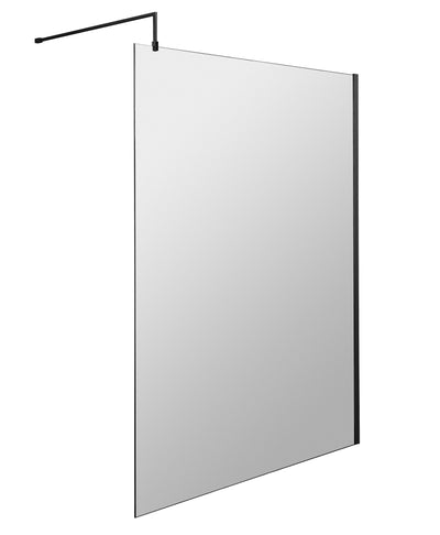 Vista 8mm Matt Black 1950mm Walk-In Shower Screen With Easy Clean Glass - 1400mm