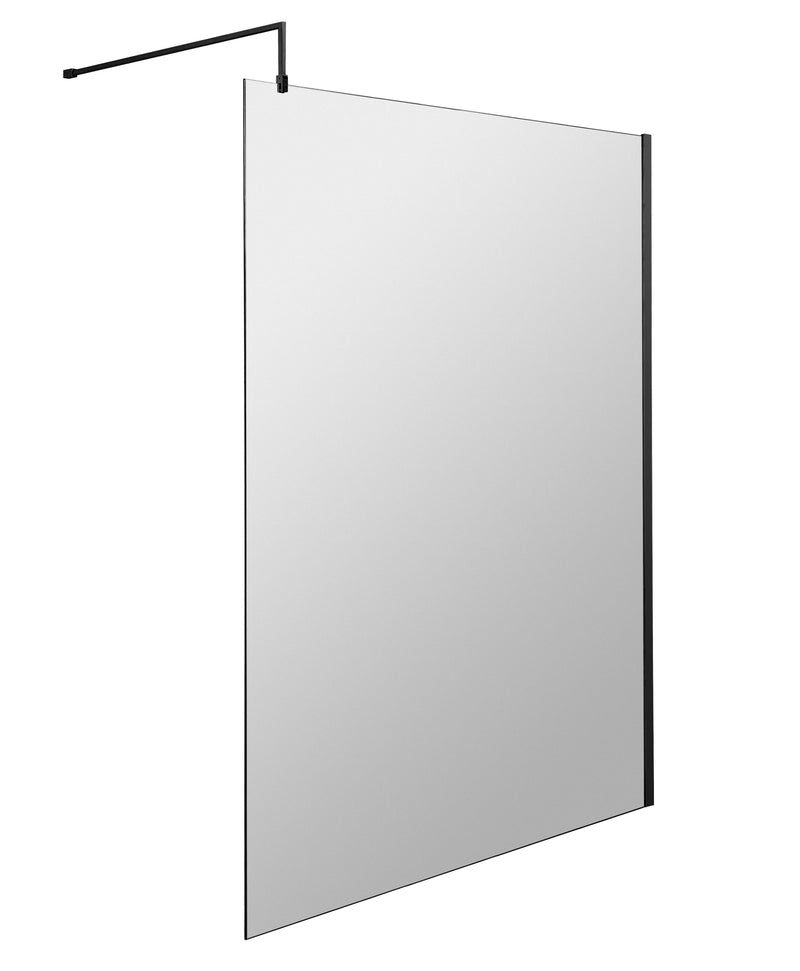 Vista 8mm Matt Black 1950mm Walk-In Shower Screen With Easy Clean Glass - 1400mm