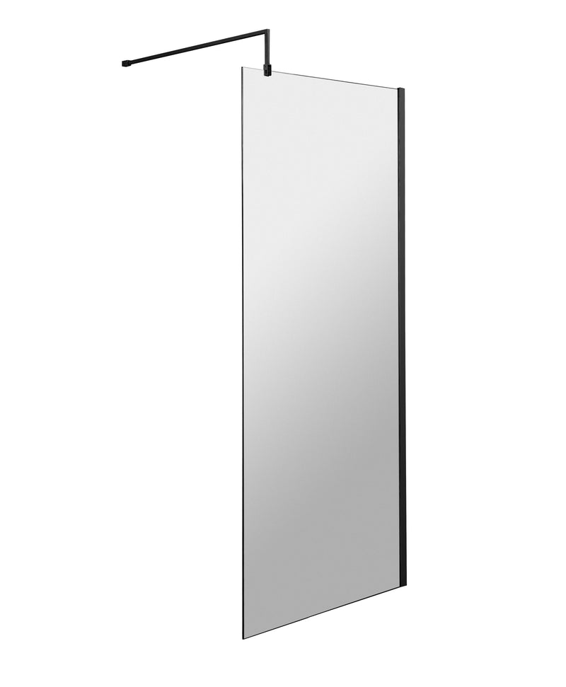 Vista 8mm Matt Black 1950mm Walk-In Shower Screen With Easy Clean Glass - 700mm