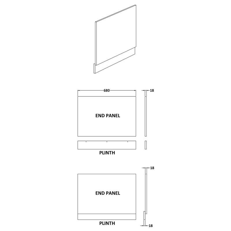 Cape Wooden Bath End Panel - Anthracite Woodgrain