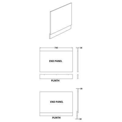 Cape Wooden Bath End Panel - Anthracite Woodgrain