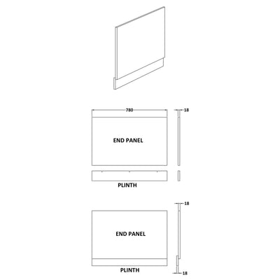 Cape Wooden Bath End Panel - Anthracite Woodgrain