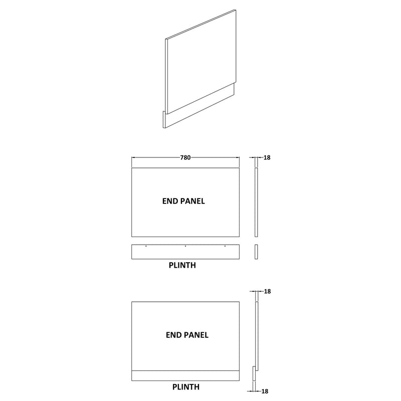 Cape Wooden Bath End Panel - Anthracite Woodgrain