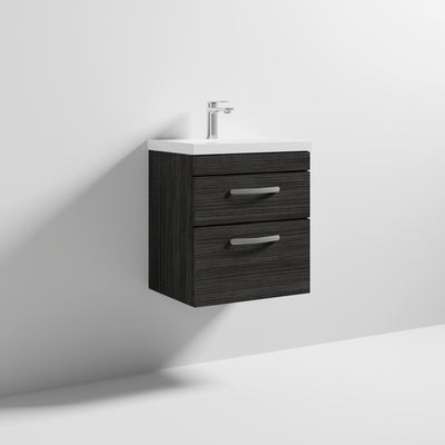 Cape 500mm Wall Hung 2 Drawer Vanity Unit & Mid-Edge Basin - Charcoal Black