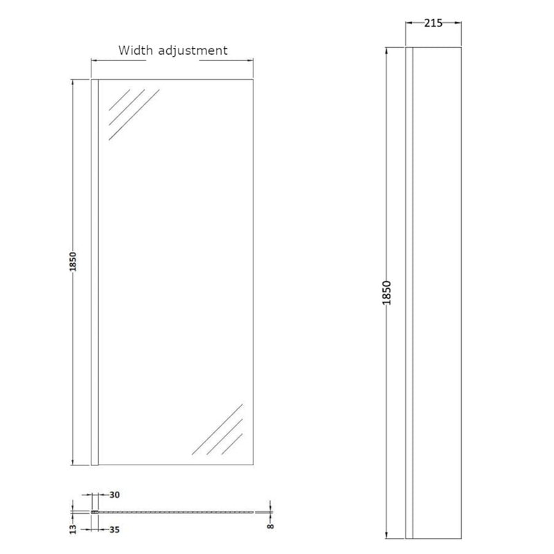 Vista 8mm Wetroom Shower Screen With Fixed Return