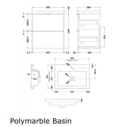 Hudson Reed Fusion Wall Hung 500mm Vanity Unit With 2 Drawers & Basin