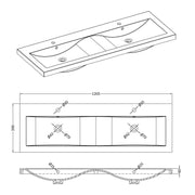 Cape 1200mm Wall Hung 2 Drawer Vanity Unit & Double Ceramic Basin - Anthracite Woodgrain