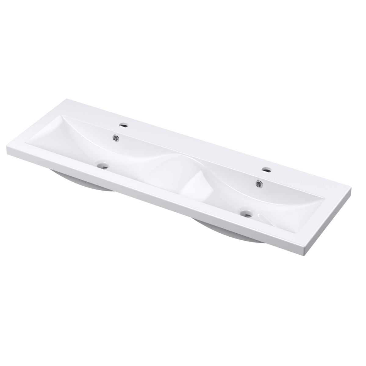 Cape 1200mm Wall Hung 2 Drawer Vanity Unit & Double Ceramic Basin - Anthracite Woodgrain