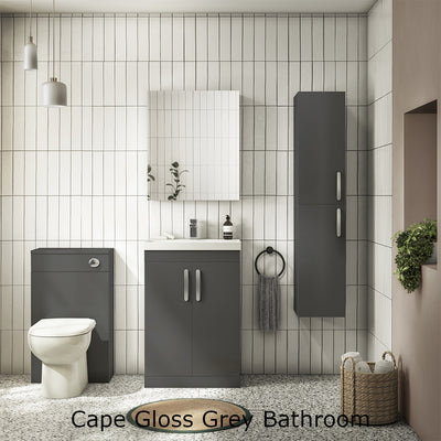 Cape 500mm Wall Hung 2 Drawer Vanity Unit & Mid-Edge Basin - Gloss Grey
