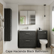 Cape 1200mm Wall Hung 4 Drawer Vanity Unit & Double Resin Basin - Charcoal Black