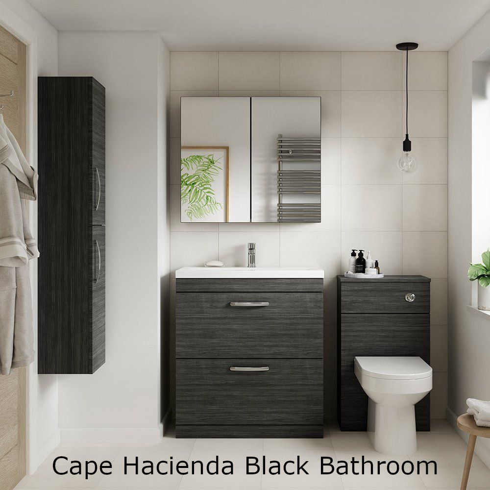 Cape 1200mm Wall Hung 4 Drawer Vanity Unit & Double Resin Basin - Charcoal Black