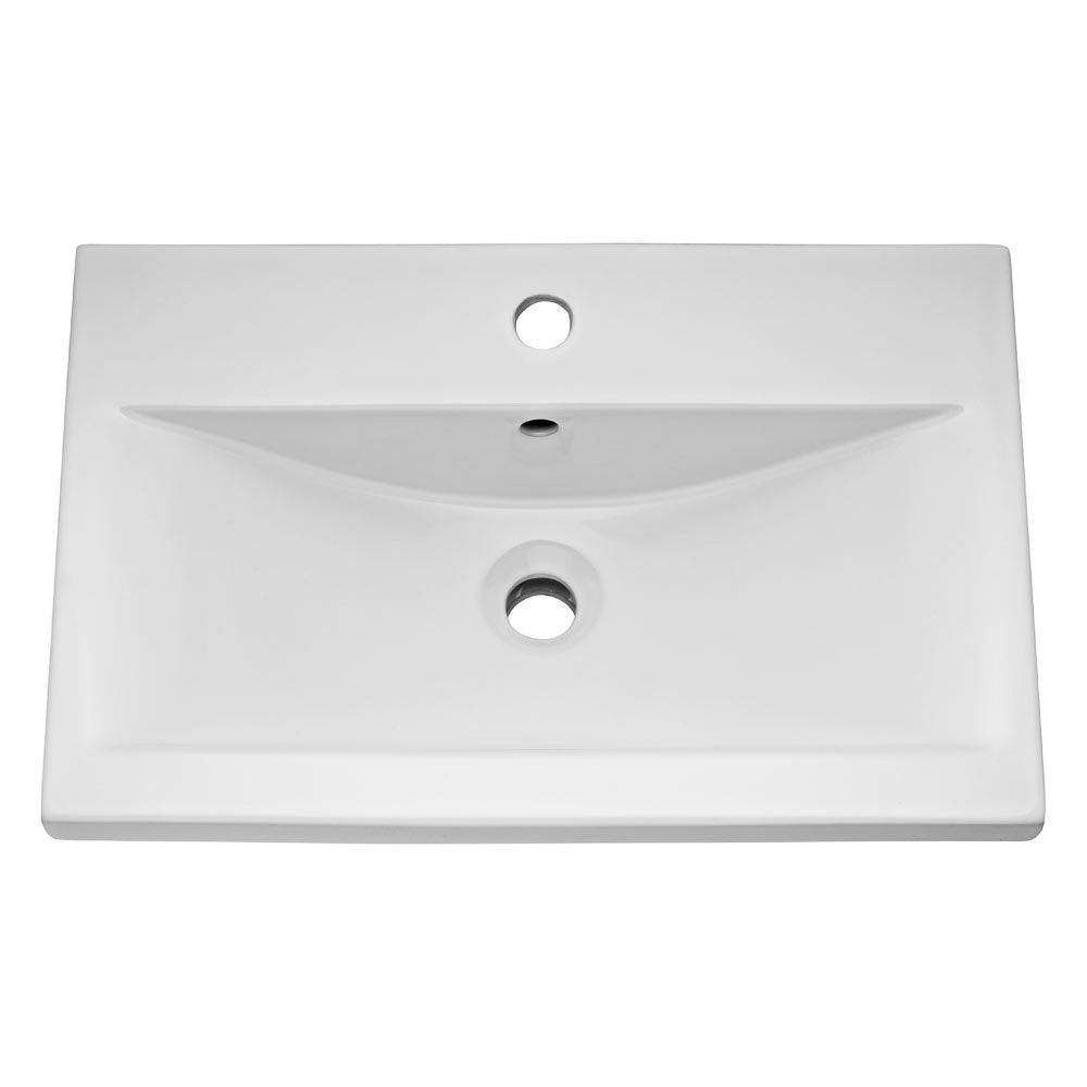 Cape 600mm Floor Standing 2 Drawer Vanity Unit & Mid-Edge Basin - Gloss Grey