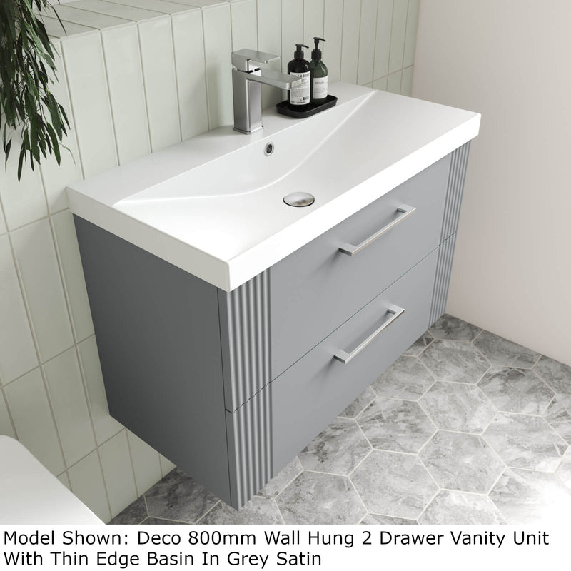 Nuie Deco 600 x 383mm Wall Hung Vanity Unit With 1 Drawer & Ceramic Basin