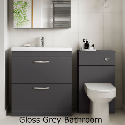 Cape 600mm Floor Standing 2 Door Vanity Unit & Minimalist Basin - Gloss Grey