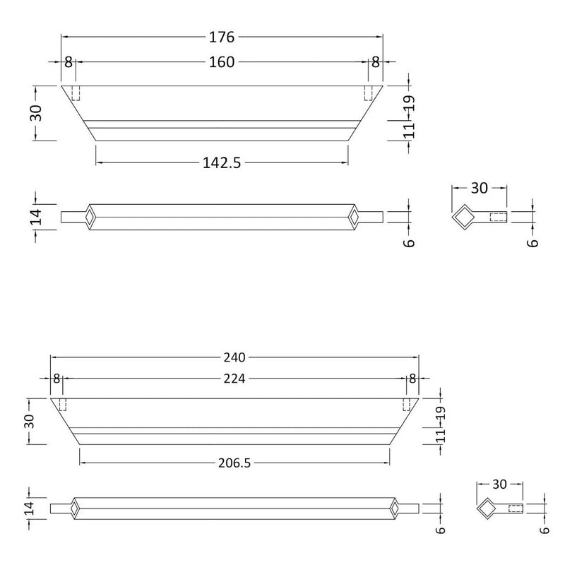 Profile Furniture Handle - Chrome