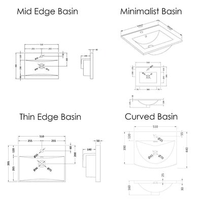 Nuie Arno 500 x 383mm Floor Standing Vanity Unit With 2 Doors & Ceramic Basin