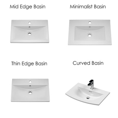 Nuie Deco 600 x 383mm Wall Hung Vanity Unit With 1 Drawer & Ceramic Basin