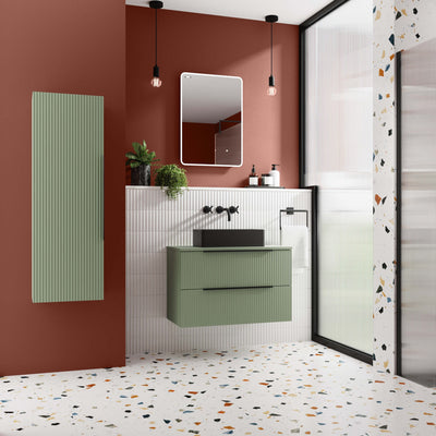 Hudson Reed Fluted Vanity Unit In Satin Green