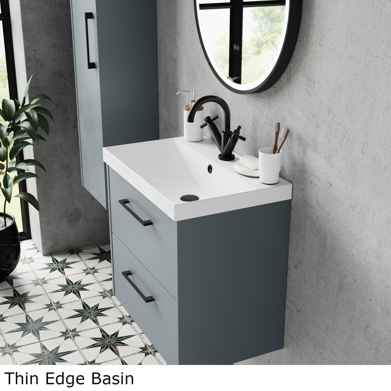 Hudson Reed Juno Wall Hung 800mm Vanity Unit With 2 Drawers & Ceramic Basin