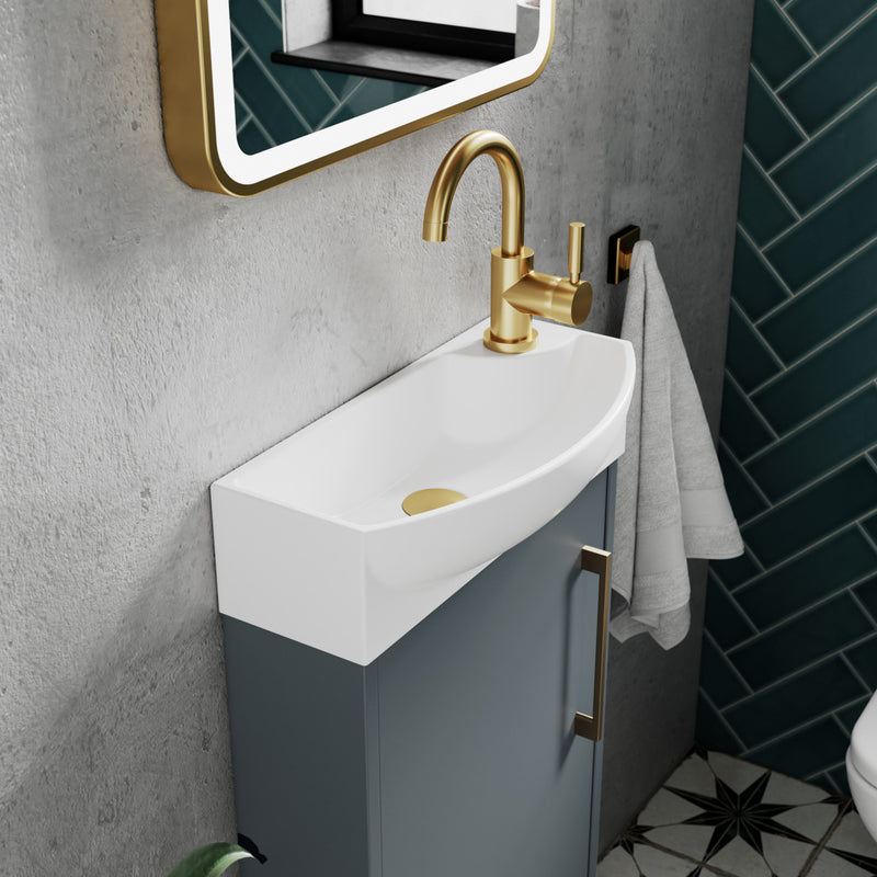 Hudson Reed Juno Compact Floor Standing 440mm Vanity Unit With Ceramic Basin