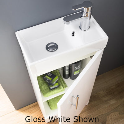 Jenson 400 x 222mm Floor Standing Cloakroom Vanity Unit & Ceramic Basin - Anthracite Woodgrain