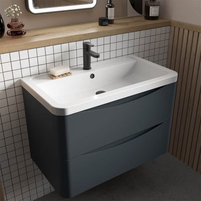 Nuie Lunar 800 x 445mm Floor Standing Vanity Unit With 2 Drawers & Basin