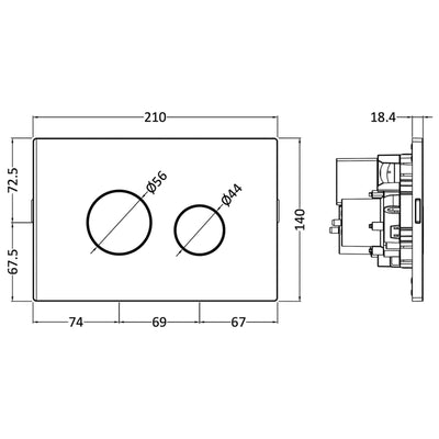 Nuie Dual Flush Plate - Chrome
