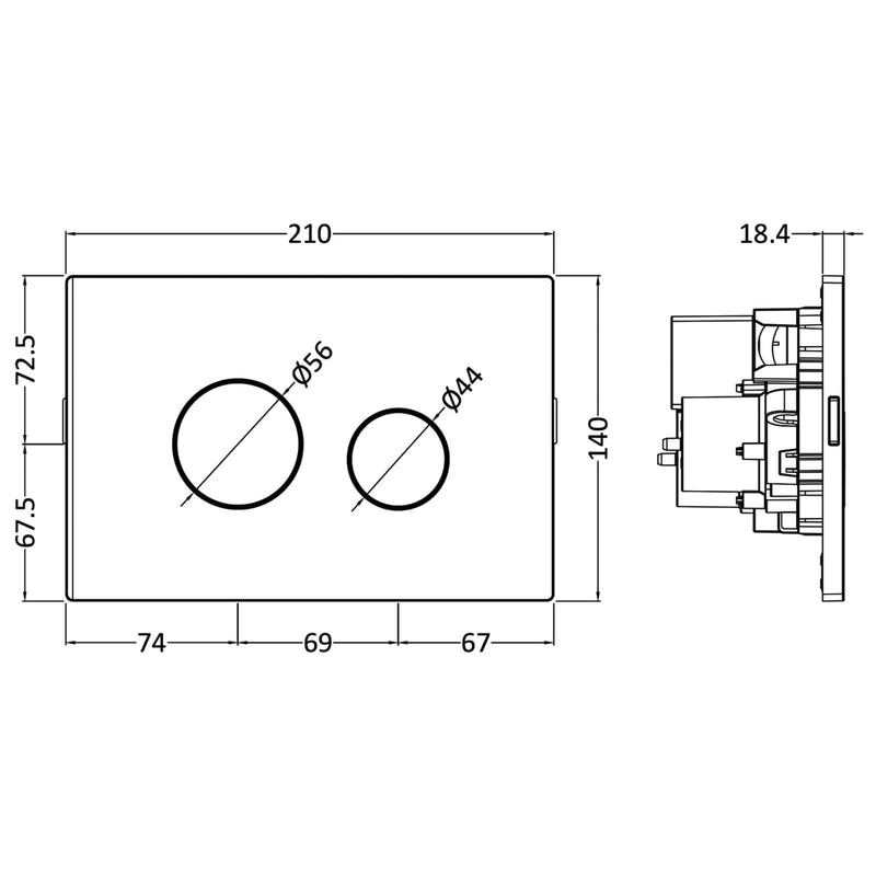 Nuie Dual Flush Plate - Chrome