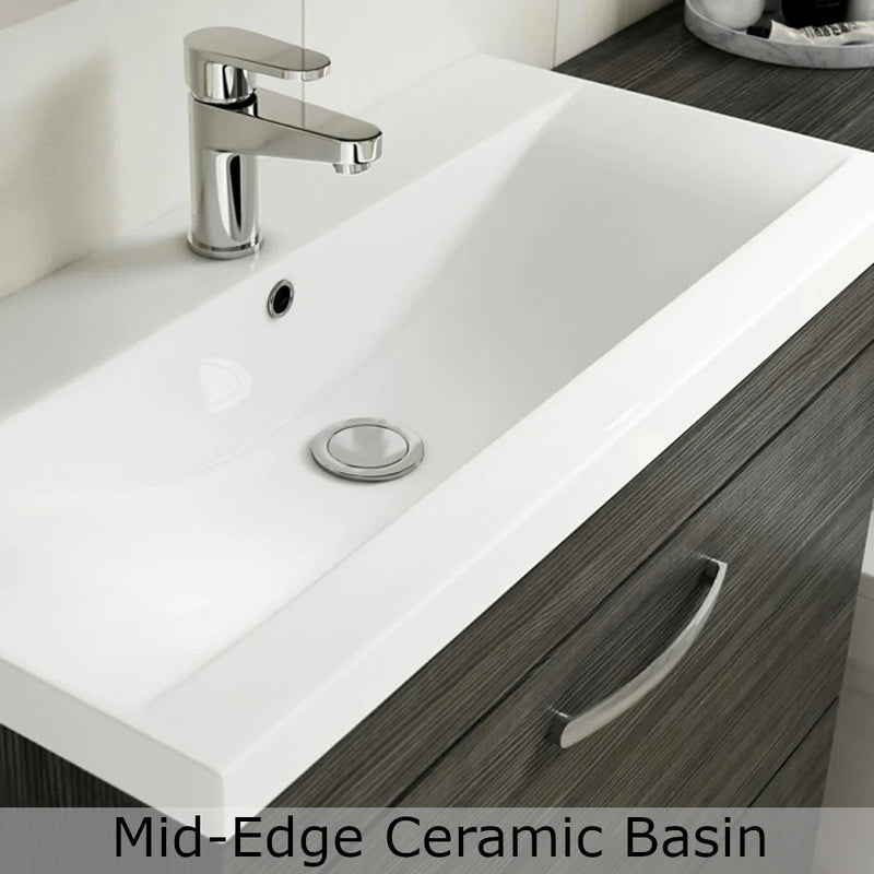Cape 500mm Wall Hung 2 Drawer Vanity Unit & Mid-Edge Basin - Anthracite Woodgrain